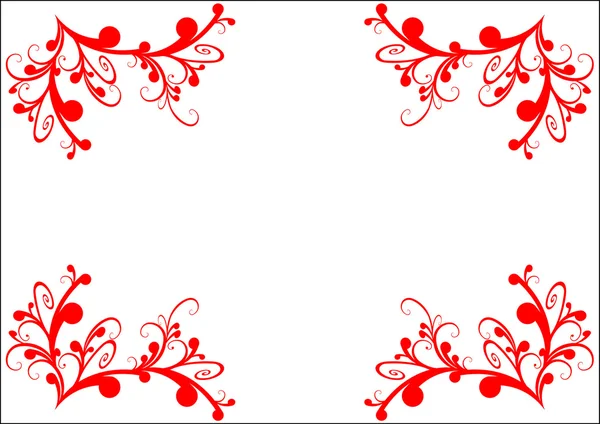 Красный на белой цветочной рамке — стоковый вектор