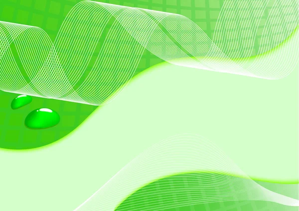Gröna vattendroppar på kortet med rutor — Stock vektor