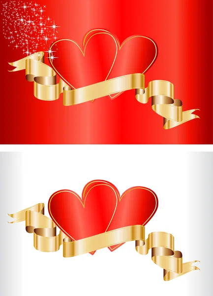 Valentine concept - cards with ribbon — Stock Vector