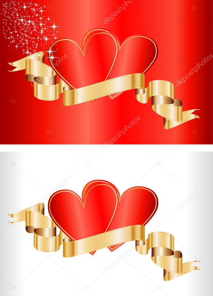 Valentine concept - cards with ribbon