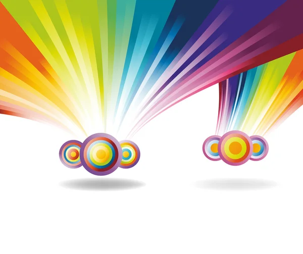 Dalende regenbogen met kleurrijke cirkels — Stockvector