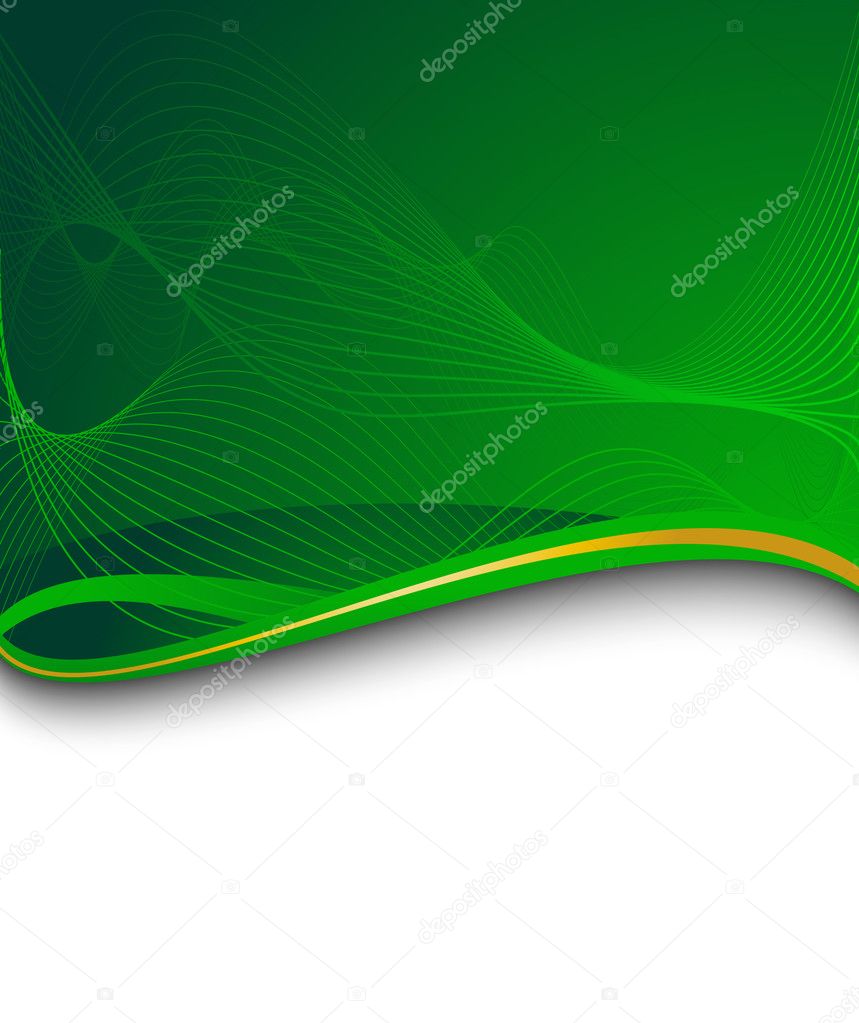 Green banner with green wave