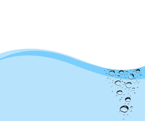 Bulles d'eau dans un ruisseau sur une carte bleue — Image vectorielle
