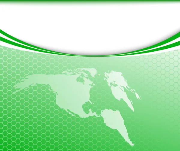 Groene wereldkaart op een kaart — Stockvector
