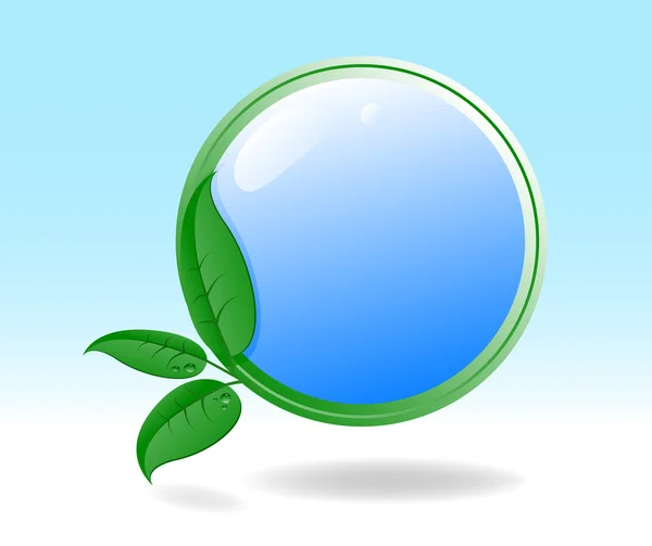 Eko ikona se zelenými listy — Stockový vektor