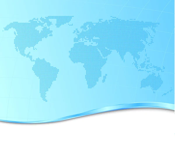 Mapa del mundo punteado sobre un fondo azul — Vector de stock