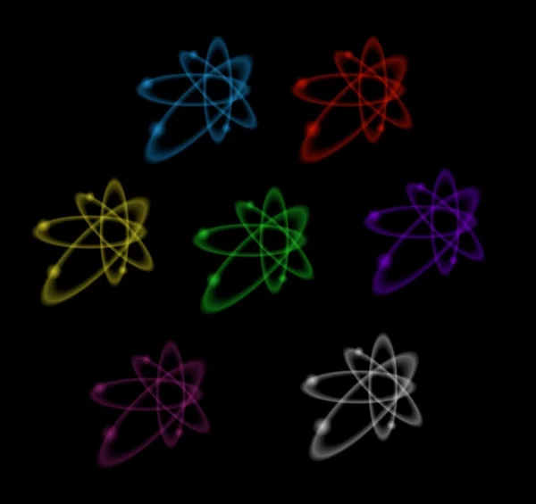 Símbolos nucleares transparentes abstractos — Vector de stock
