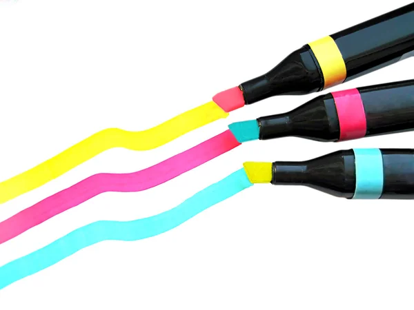 Coloured markers on a white backround — Stock Photo, Image