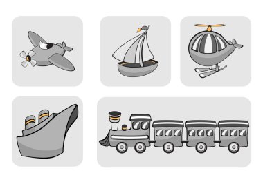 Transportation icons clipart