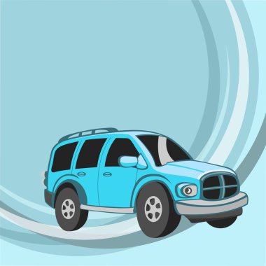 Funny blue car clipart