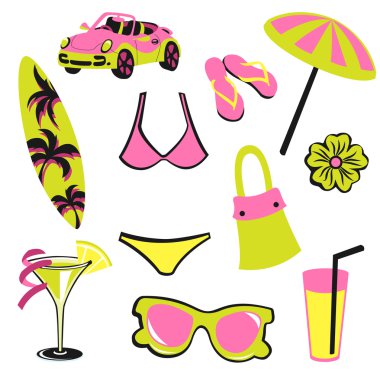 Summer items clipart