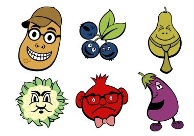 Fruits and vegetable icons set clipart