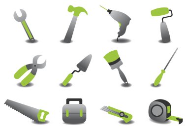 Professional repairing tools icons clipart