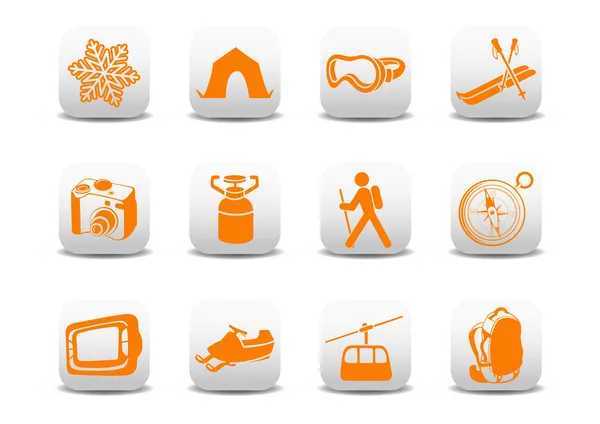 Camping/narciarskich ikony — Zdjęcie stockowe
