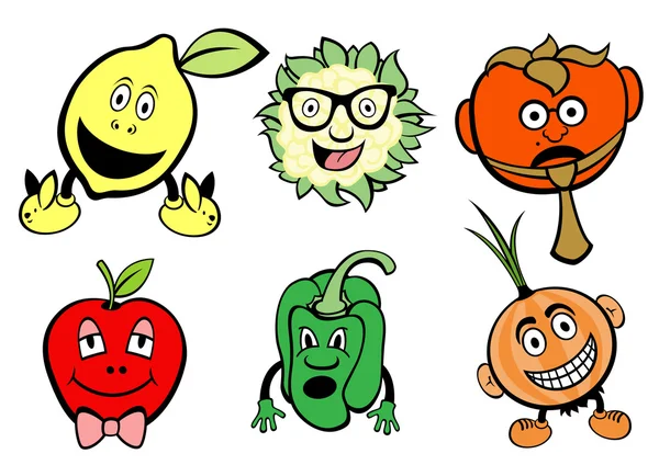 Cute fruits and vegetable icons set — Stock Photo, Image