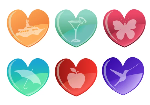 Hermoso conjunto de iconos corazones — Foto de Stock