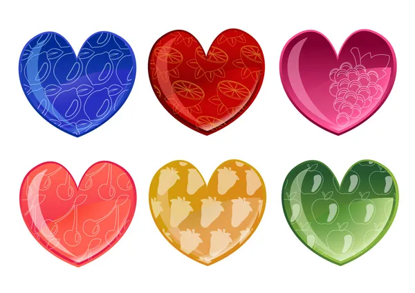 Belos corações com padrões de frutas — Fotografia de Stock