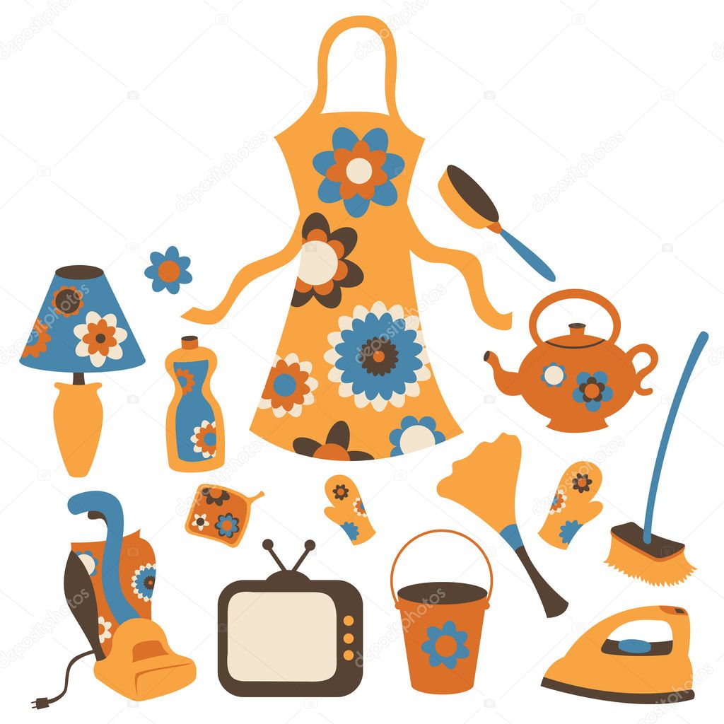 Housewife accessories icon set
