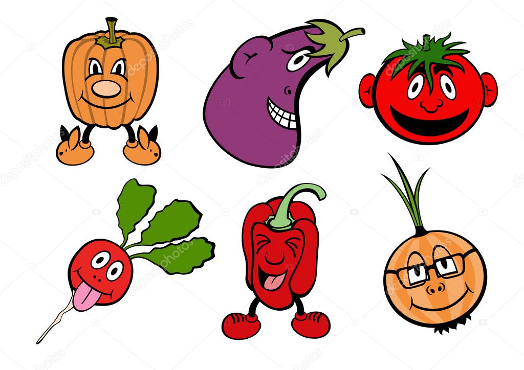 Funny vegetable icons set