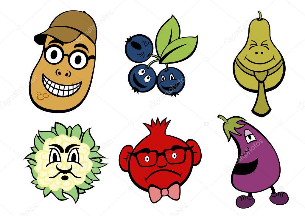 Fruits and vegetable icons set