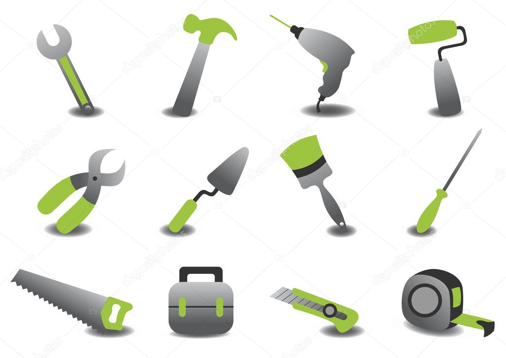 Professional repairing tools icons