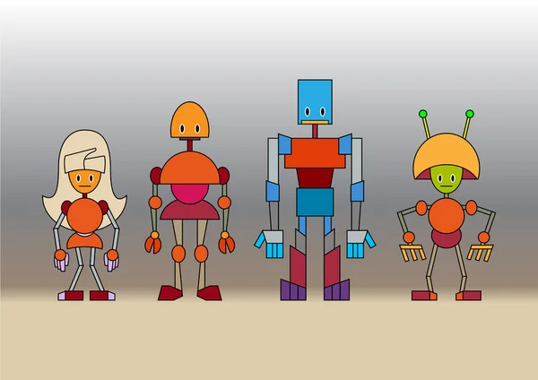 Família de robôs — Fotografia de Stock