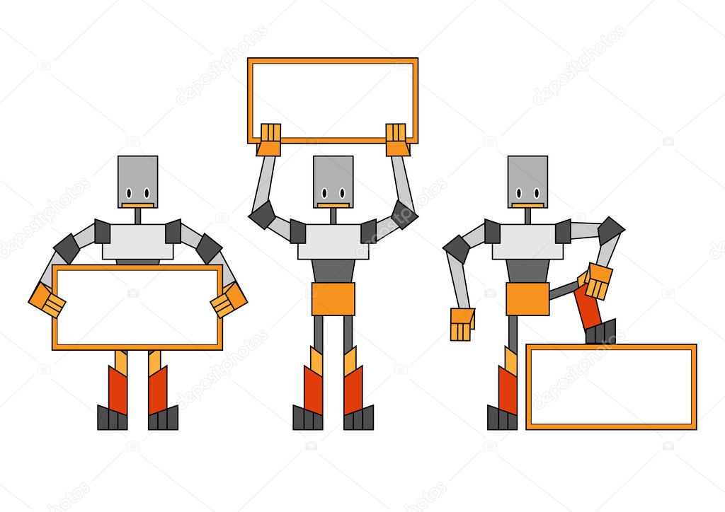Robots with placard