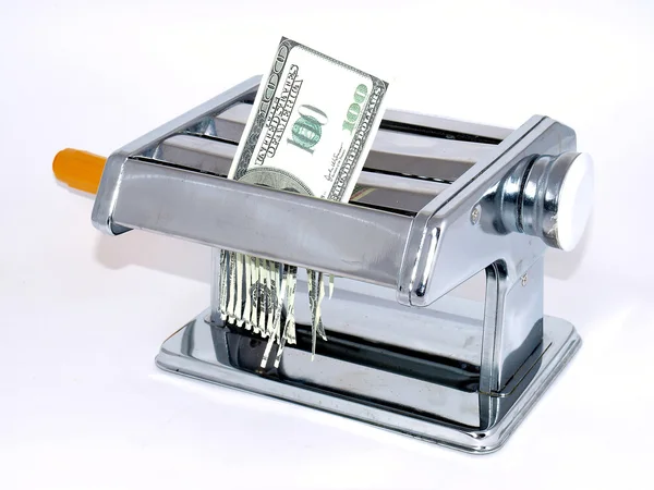 La máquina herramienta para fideos y dólar —  Fotos de Stock
