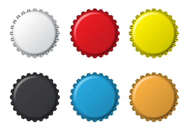 孤立的颜色 bottlecaps — 图库矢量图片