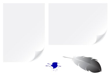 Paper and feather clipart