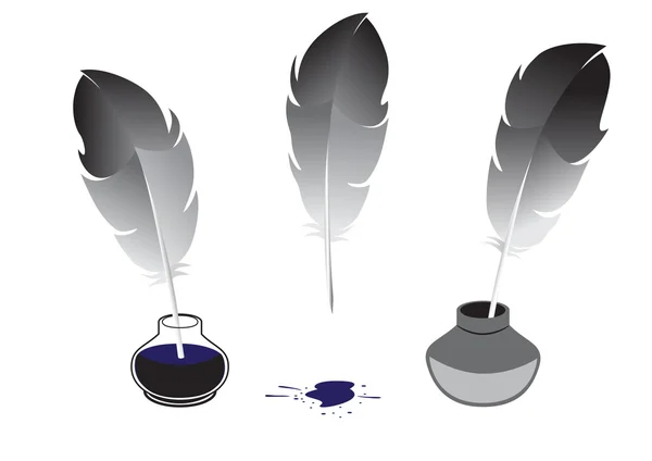 Feather and inkwells — Stock Vector