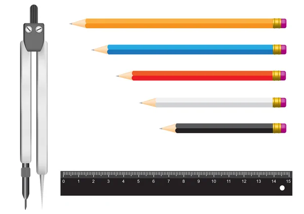 Compassa righello matita — Vettoriale Stock
