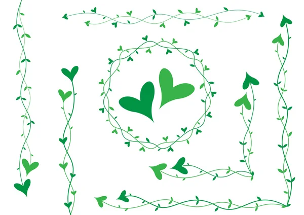 Dekoration mit grünem Herzen — Stockvektor