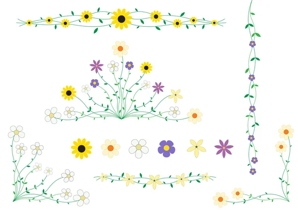 Virág keret dekor — Stock Vector