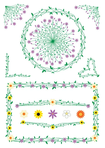 Décorations de tiges et fleurs — Image vectorielle
