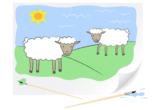 Рисование овец — стоковый вектор