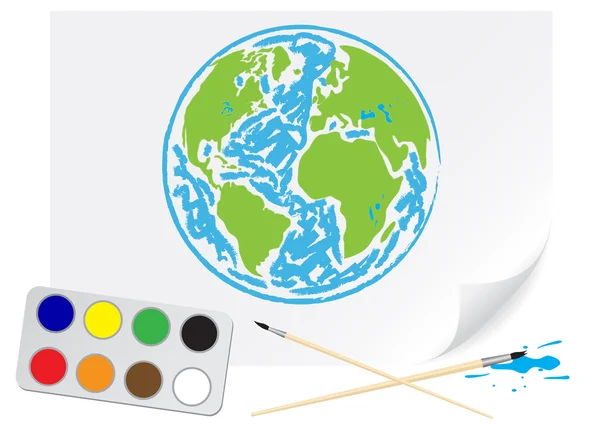 緑の地球を描画 — ストックベクタ