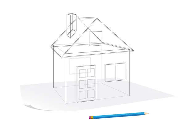 简朴的房屋草图 — 图库矢量图片