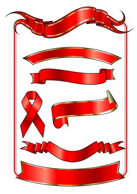 Red ribbons in different shape clipart