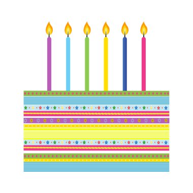 Birthday cake with colorful candles clipart