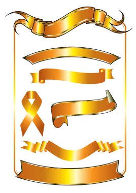 Gold ribbons in different shape clipart