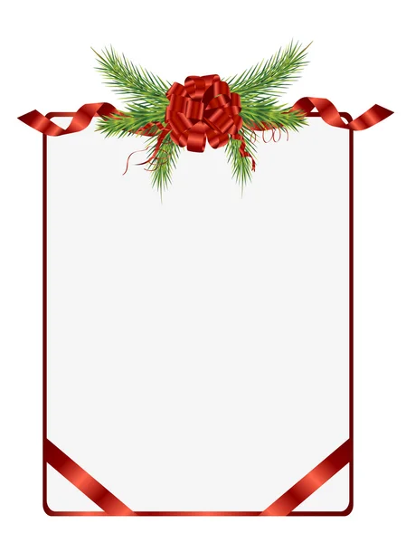 Krásně vánoční borovice a stuha — Stockový vektor