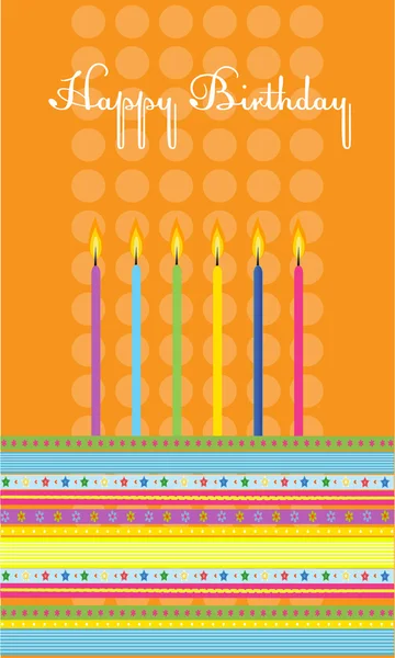 生日蛋糕，有彩色蜡烛 — 图库矢量图片