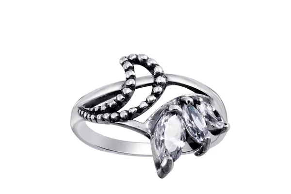 Anéis com pedras preciosas isoladas no backgro branco — Fotografia de Stock