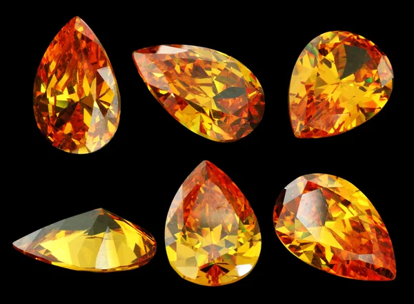 Six gems isolated on a black background — Stock Photo, Image