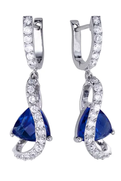 Earrings with zircon and big gemstones — Stock Photo, Image