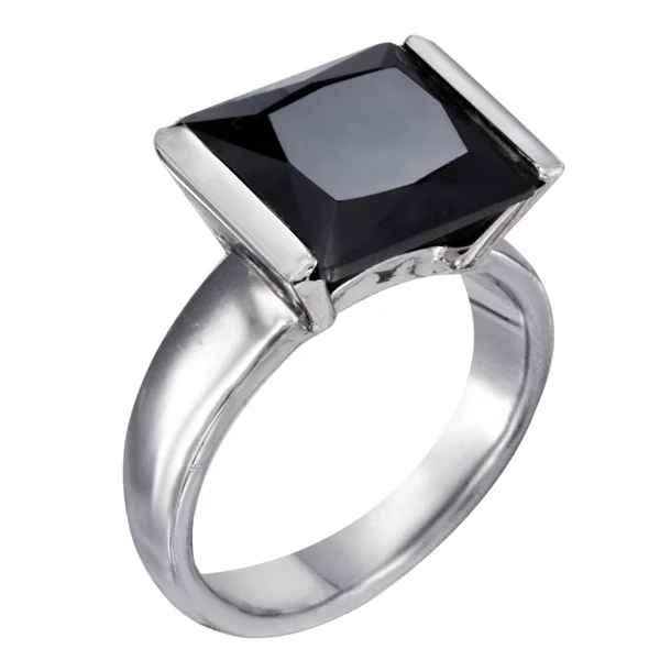 Ringen met zwarte onyx — Stockfoto