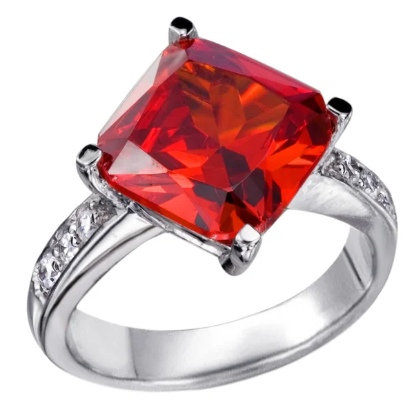 Rings with red zircon — Stock Photo, Image