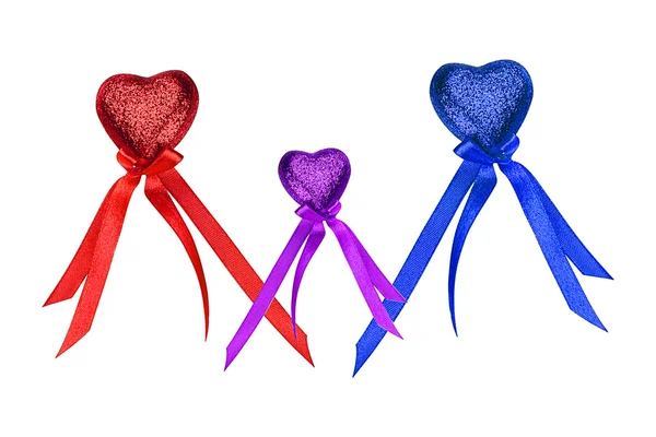 Three colorful hearts of Valentine — Stock Photo, Image