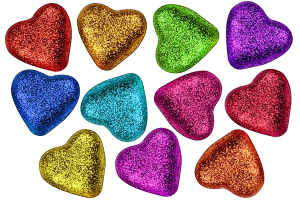 Valentin-nap színes szívek — Stock Fotó